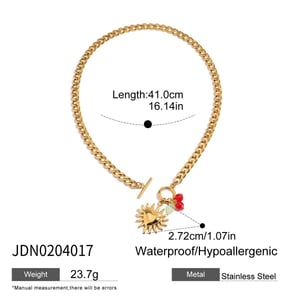 1 Piece Romantic Series Vacation Heart Stainless Steel Gold Color Women's Pendant Necklaces h5