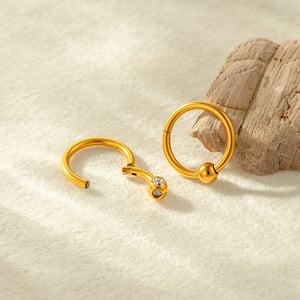1 Piece Stainless Steel Gold Color Zircon Piercings Earring h5 Picture3