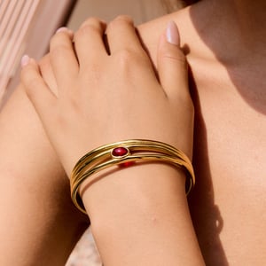 1 Piece Classic Strip Stainless Steel Gold Color Women's Bangles h5 Picture4