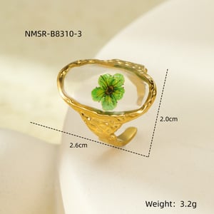 Sweet Flower Stainless Steel Gold Color Women's Adjustable Rings h5