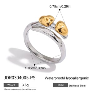 1 Piece Simple Series Heart Stainless Steel Gold & Silver Color Statement Rings h5 Picture2