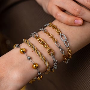 Simple Series Daily Chain Stainless Steel Gold Color Woemn's Bracelets h5 Picture3
