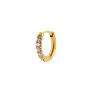 1 Piece Stainless Steel Gold Color Zircon Piercings Earrings h5