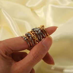 Bague réglable en acier inoxydable couleur or avec nœud simple, 1 pièce h5 Image3