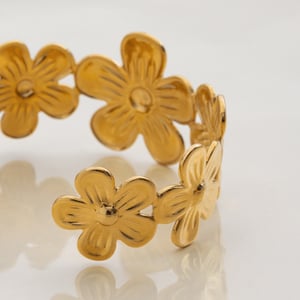 1 Stück Persönlichkeit Blume Edelstahl Gold Farbe Damen Armreifen h5 Bild5