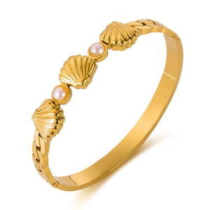 Braccialetti da donna in acciaio inossidabile color oro con conchiglia, 1 pezzo h5