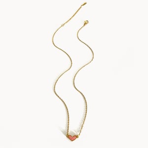 1 Piece Enamel Heart Stainless Steel Gold Color Pendant Necklace h5