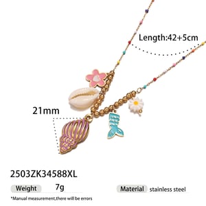 1 Piece Shell Stainless Steel Gold Color Pendant Necklace h5 