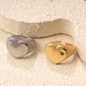 1 Piece Romantic Series Daily Heart Stainless Steel   Gold Color  Statement Rings h5 Picture5