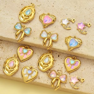 1 Piece Cute Heart Stainless Steel Gold Color Women's Pendants h5 Picture5