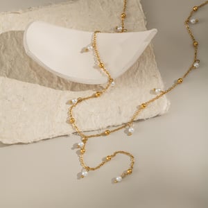 1 Piece Stainless Steel Gold Color Pearl Beaded Necklace h5 Picture4
