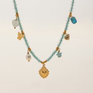 1 Stück Zarte Herz Blau Edelstahl Gold Farbe Damen Anhänger Halsketten h5 Bild7