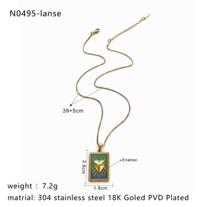 1 Piece Heart Tarot Stainless Steel Pendant Necklace h5 Picture2