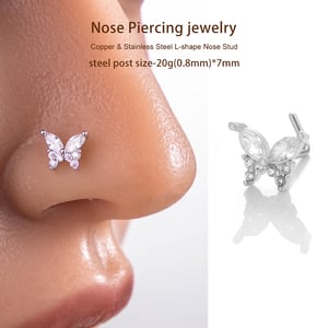 1 Piece Copper Gold Color Zircon  Nose Stud h5 Picture6