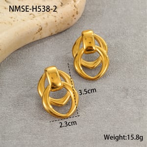 Simple Series Daily Geometric Stainless Steel Gold Color Women's Hoop Earrings h5