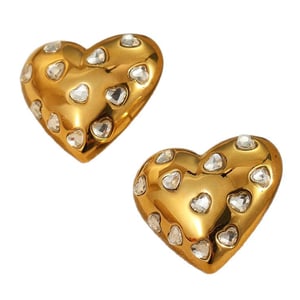 Simple Series Sweet Heart Stainless Steel  Gold Color Women's Drop Earrings h5 Picture5
