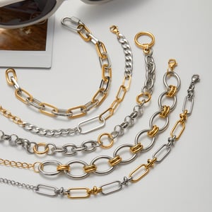 1 Piece Simple Patchwork Stainless Steel Gold Color Women's Chain Bracelets h5 Picture6
