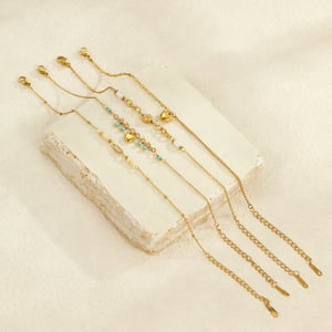 Sweet Geometric Stainless Steel Gold Color Women's Chain Bracelets h5 Picture2