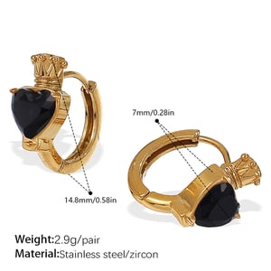 1 Pair Heart Stainless Steel  Gold Color Hoop Earrings h5