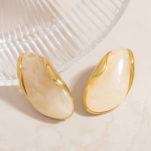 1 Pair Romantic Flower Stainless Steel  Gold Color Stud Earrings h5 Picture5