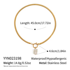 1 Piece Stainless Steel Gold Color Pearl Pendant Necklace h5