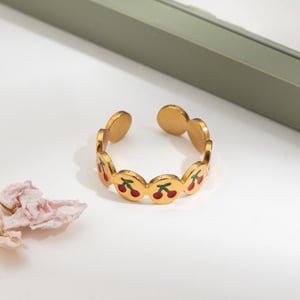 1 Piece Cherry Stainless Steel Gold Color Statement Rings h5 Picture7