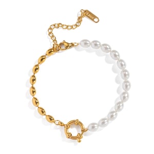 1 Piece Elegant Stainless Steel Pearl Beaded Bracelet h5 Picture5