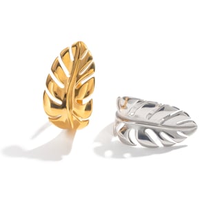 1 Piece Leaf Shape Stainless Steel Gold Color Statement Ring h5 Picture5