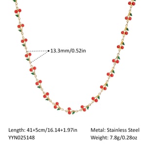 1 Piece Sweet Cherry Stainless Steel Gold Color Chain Necklaces h5