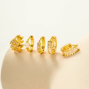 1 Piece Exquisite Copper Gold Color Zircon Women's Hoop Earrings h5 Picture4