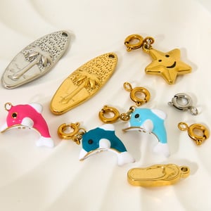 1 Pair Simple Series Daily Turtle Stainless Steel   Gold Color  Unisex Pendants h5 Picture3