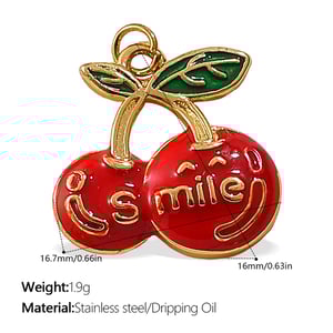 1 Piece Fruit Stainless Steel  Gold Color DIY Pendant h5