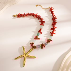 1 Piece Star Stainless Steel Gold Color Natural Stone Women's Pendant Necklaces h5 Picture5