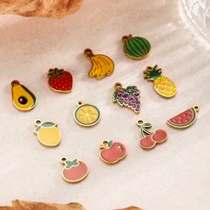 1 Piece Cute Fruit Stainless Steel Gold Color DIY Pendants h5 Picture3