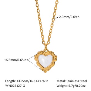 1 Piece Heart Stainless Steel Gold Color Pendant Necklaces h5