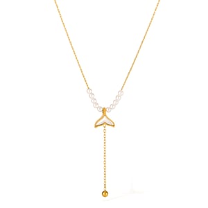 Collana con ciondolo a forma di coda di pesce in acciaio inossidabile color oro, da donna, serie semplice, 1 pezzo h5