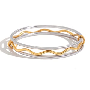 1 Piece Modern Gold & Silver Color Women's Bangles h5 