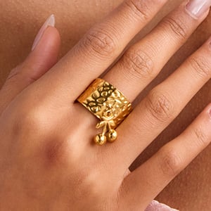 1 stuk romantische serie kersen roestvrij staal goudkleurige statement ringen h5 Afbeelding4