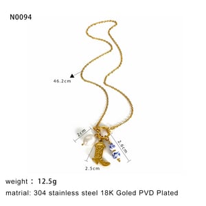 1 Piece Boots Stainless Steel Gold Color Pendant Necklace h5