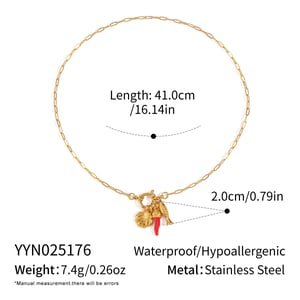 1 Piece Chill Charm Stainless Steel Gold Color Pendant Necklace h5