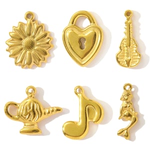 1 Piece Simple Series DIY Flower Stainless Steel Gold Color Women's Pendants h5 Picture5