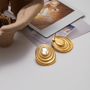 1 Pair Classic Series Retro Spiral Stainless Steel Gold Color Women's Stud Earrings h5 Picture7