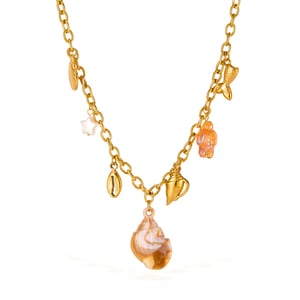 1 pezzo di collana con ciondolo a forma di conchiglia per le vacanze in acciaio inossidabile color oro da donna h5 