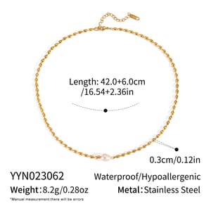 1 Piece Stainless Steel Gold Color Beaded Necklace h5