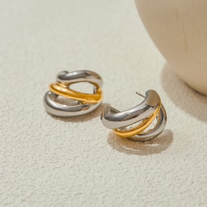 1 Pair Simple Series Twist Stainless Steel Gold Color Women's Hoop Earrings h5 Picture7
