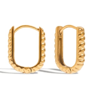 1 Pair Rectangular Stainless Steel Gold Color Women's Hoop Earrings h5