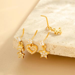 1 Piece Simple Series Simple Heart Copper   Gold Color  Zircon Women's Nose Stud h5 Picture3