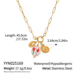 1 Piece Romantic Flower Stainless Steel  Gold Color Pendant Necklace h5