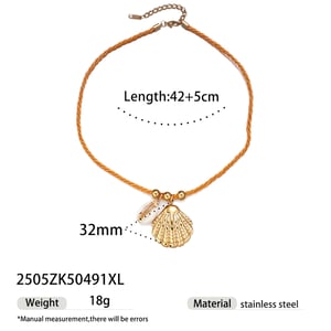 1 Piece Shell Stainless Steel Gold Color Pendant Necklaces h5