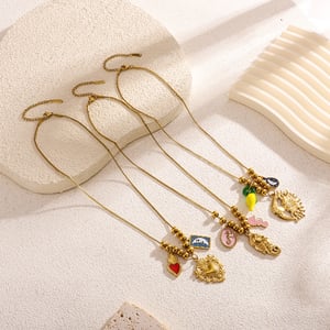 1 stuk romantische serie elegante hart roestvrij staal goudkleurige dames hanger kettingen h5 Afbeelding5